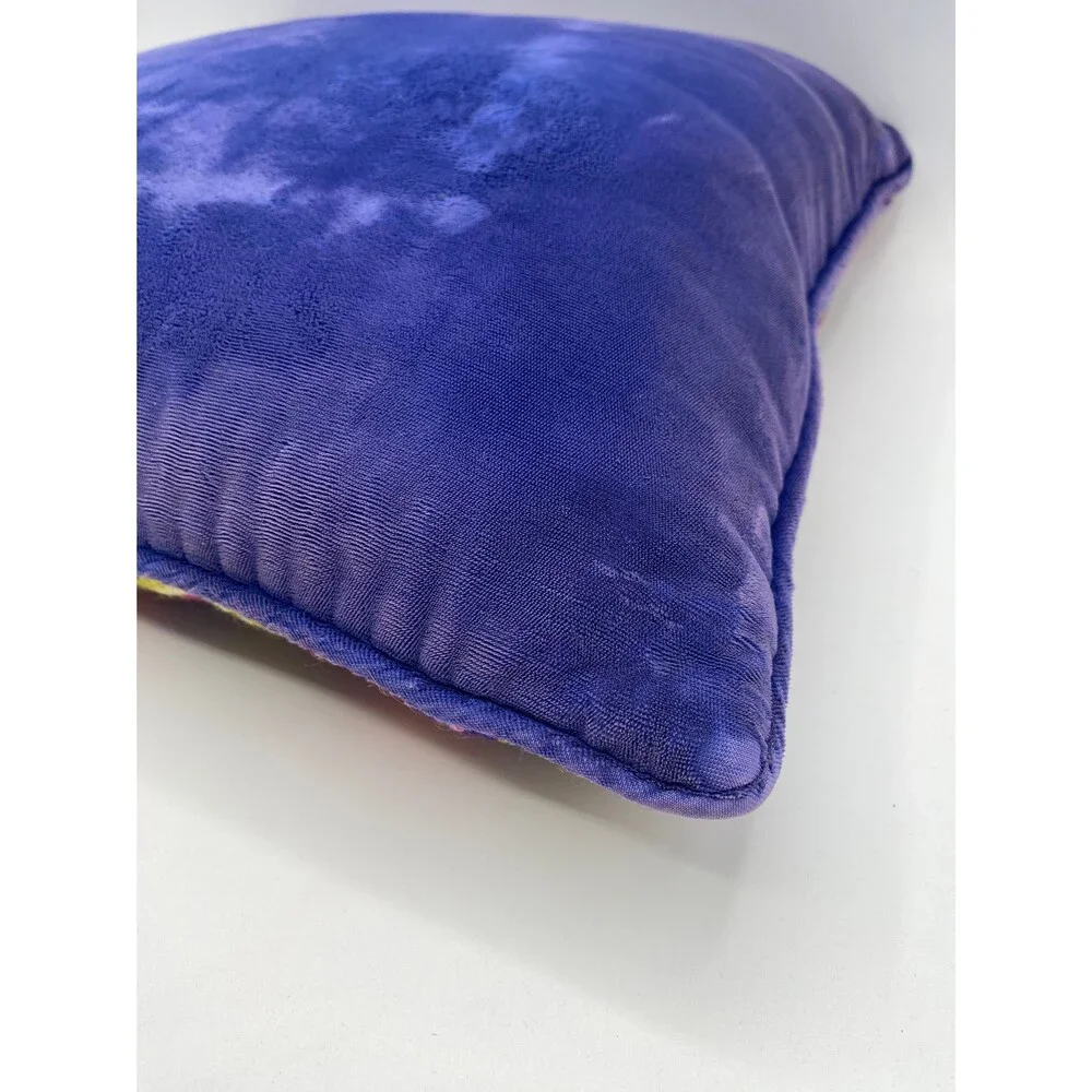 Bargello Needlepoint Pillow Vintage Groovy Throw Pillow w Purple Velvet Backside